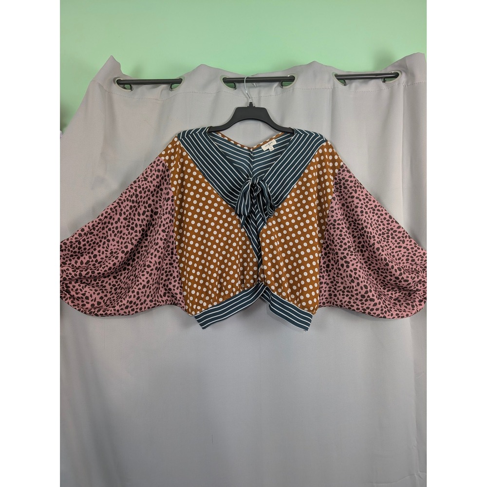 Umgee Mixed Print Blouse Women M Multicolor Excellent